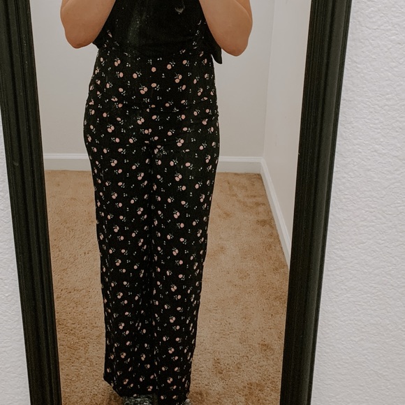 Forever 21 Floral Wide Leg Suspender Pants - Picture 10 of 11